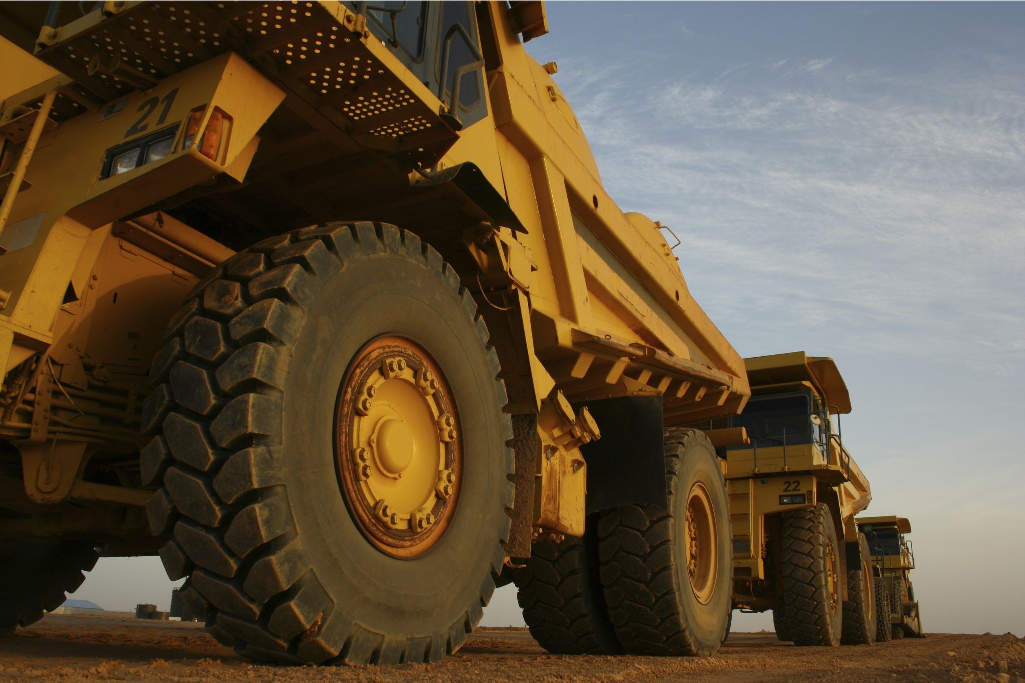 Mining Machines parked up on shift change. Mining Machines parked up on shift change.
